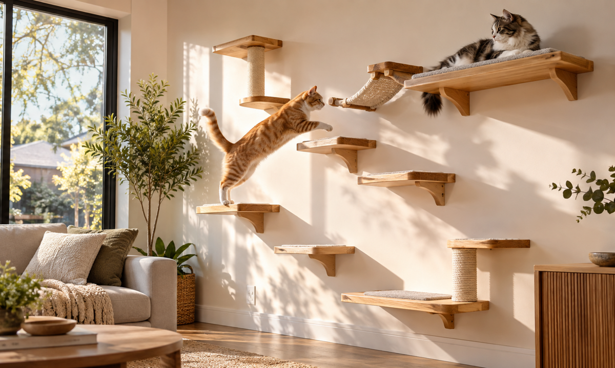 Turn Empty Walls into an Indoor Playground with Cat Wall Shelves
