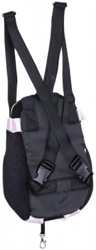 Pet Dog Puppy Cat Carrier Five Holes Backpack Double Shoulder Straps Canvas Cotton Front Chest Backpack Bag(Black, Large)