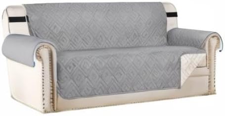 H.VERSAILTEX Reversible Sofa Slipcover Furniture Protector Water Resistant 2" Elastic Straps Sofa Cover Couch Covers Pets Fit Sitting Width Up to 78" (Oversized Sofa: 86" x 132", Light Grey/Beige)