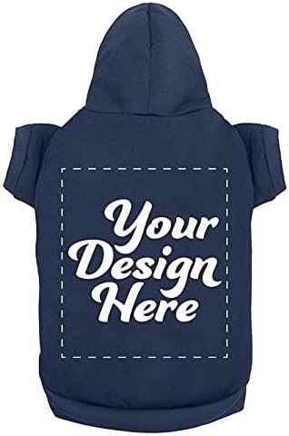 Personalized Dog Hooded Sweatshirt Custom Pet Pullover Hoodie Text/Image Small/Medium/Large Dogs,Puppy,Cat and Kitten (XX-Large, Navy)