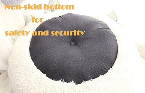 BODISEINT Modern Soft Plush Round Pet Bed for Cats or Small Dogs, Mini Medium Sized Dog Cat Bed Self Warming Autumn Winter Indoor Snooze Sleeping Cozy Kitty Teddy Kennel (20” D x 8'' H, White)