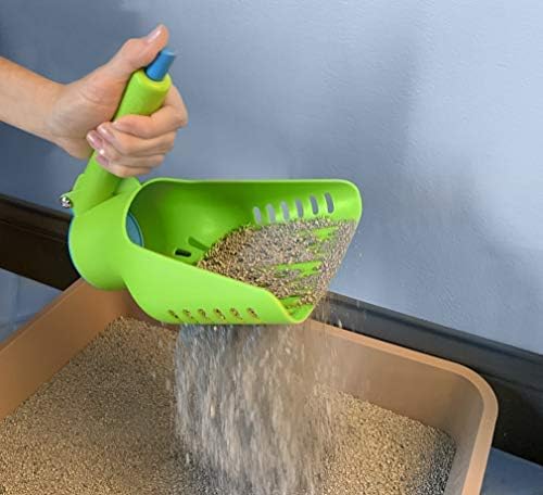 Cat Litter Scoop and Release - Easy Disposal Scooper for Litter Box, Kitty Scoop - Patented Quick Button Release Cat Litter Scooper Design - Litter Lifter, Poop Scoop (Green)