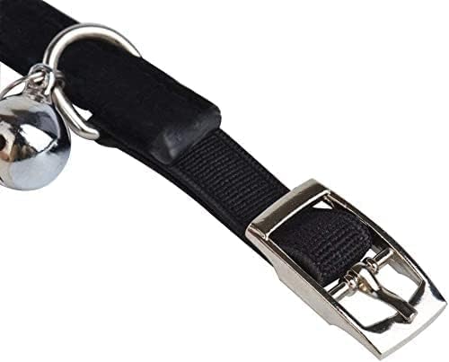 CHUKCHI Soft Velvet Safe Cat Adjustable Collar Bling Diamante with Bells,11 inch for Small Dogs and Cats (Black - 2 Pack)