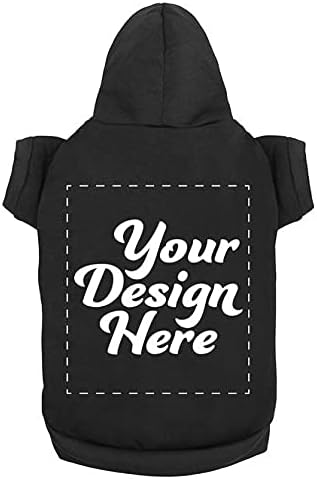 Personalized Dog Hooded Sweatshirt Custom Pet Pullover Hoodie Text/Image Small/Medium/Large Dogs,Puppy,Cat and Kitten Black