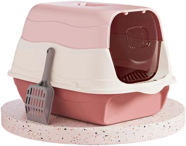 Cat Litter Box Cat Litter Tray with Lid Covered Large with Fully Enclosed Litter Pan Cat Toilet Cat Litter Tray with Cover Scoop