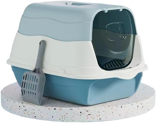 Cat Litter Box Cat Litter Tray with Lid Covered Large with Fully Enclosed Litter Pan Cat Toilet Cat Litter Tray with Cover Scoop