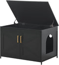 unipaws Black Top Opening Cat Litter Box Enclosure, Flip Top XL Extra Large Cat Box Furniture, Friendly to Elderly People, High Jumbo Automatic Litter Box Cover Hidden for Large Cat