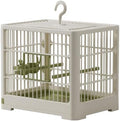 Travel Bird Cage Bird Travel Carrier Ornamental Birdcages Features Standing Pole Detachable Tray & Hook Handle for Parakeets (Green)