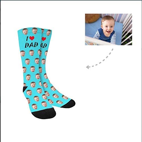 D-Story Custom Face Socks, Personalized Photo Picture on Socks, Unisex Athletic Crew Socks for Men Women