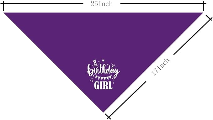 Birthday Girl Dog Bandana - Purple Triangle Scarf for Small Medium Large Dogs - Funny Cute Pet Accessory - Gift for Dog Lovers (D32)