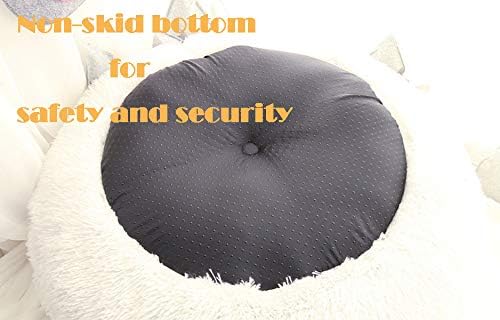 BODISEINT Modern Soft Plush Round Pet Bed for Cats or Small Dogs, Mini Medium Sized Dog Cat Bed Self Warming Autumn Winter Indoor Snooze Sleeping Cozy Kitty Teddy Kennel (24'' D x 8'' H, Pink)