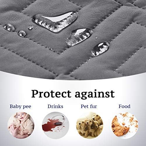 H.VERSAILTEX Reversible Loveseat Cover Furniture Protector Anti-Slip Water Resistant 2" Elastic Straps Couch Covers Pets Kids Fit Sitting Width Up to 54"(Oversized Loveseat: 75" x 98", Gray/Beige)