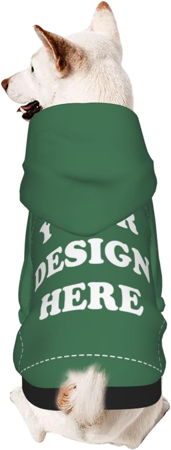Personalized Dog Hoodie, Custom Dog Costumes for Small Dogs, Holiday Happy Dog Clothes Football Pet Shirt Sweater with Name Number for Girl/Boy Cats/Kitten, Green, XXS