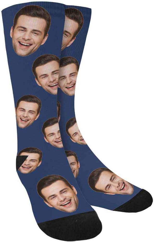 MyPupSocks Custom Personalized Photo Pet Face Socks, Cat and Dog Tracks Paws Bones Crew Socks with Picture for Men Women