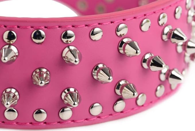Serijoars Spiked Studded Dog Collar, PU Leather Dog Collar, Adjustable Pet Collars for Medium or Large Breed Pet (XL, Black)