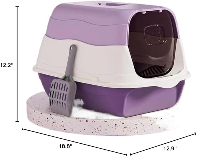 Large Covered Litter Box With Lid - Fully Enclosed Cat Toilet Pan and Scoop