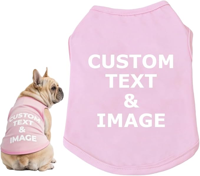 Custom Dog Shirt,Personalized Pet Apparel with Name Text Photo Image,Lightweight Breathable Puppy Kitten Cotton Vest for Small Medium Large Dogs Cats,Puppy Gift (Pink, 5X-Large)