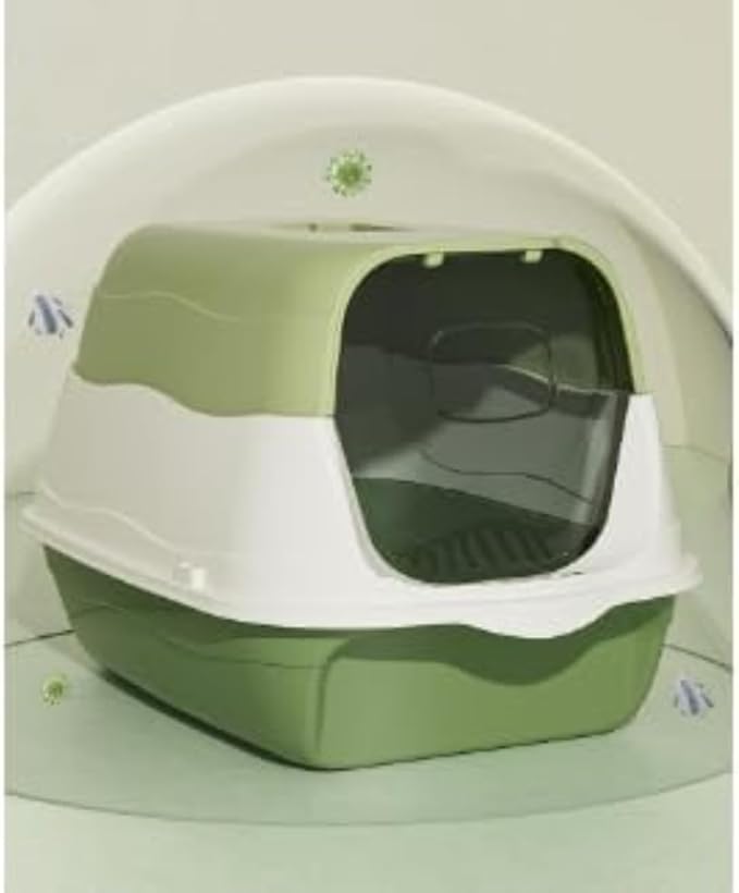Cat Litter Box Cat Litter Tray with Lid Covered Large with Fully Enclosed Litter Pan Cat Toilet Cat Litter Tray with Cover Scoop