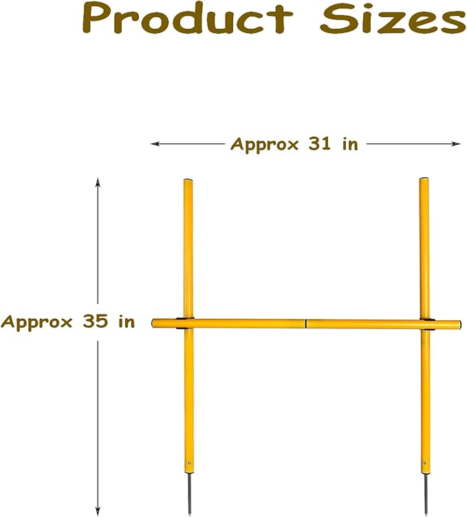TNZMART 2.6 FT Dog Agility Obstacle Course Backyard Set with Wave Poles, Adjustable Hurdles and Jump Ring, Training Exercise Equipment for Dogs (Pack of 6 Yellow)