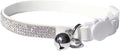 Rhinestone Cat Collar Breakaway with Bell Safety Buckle, Adjustable Diamond Girl Boy Kitty Cute Comfy Collar for Kitten Tiny Little Pets Rabbits, 6"-9" White Extra Small
