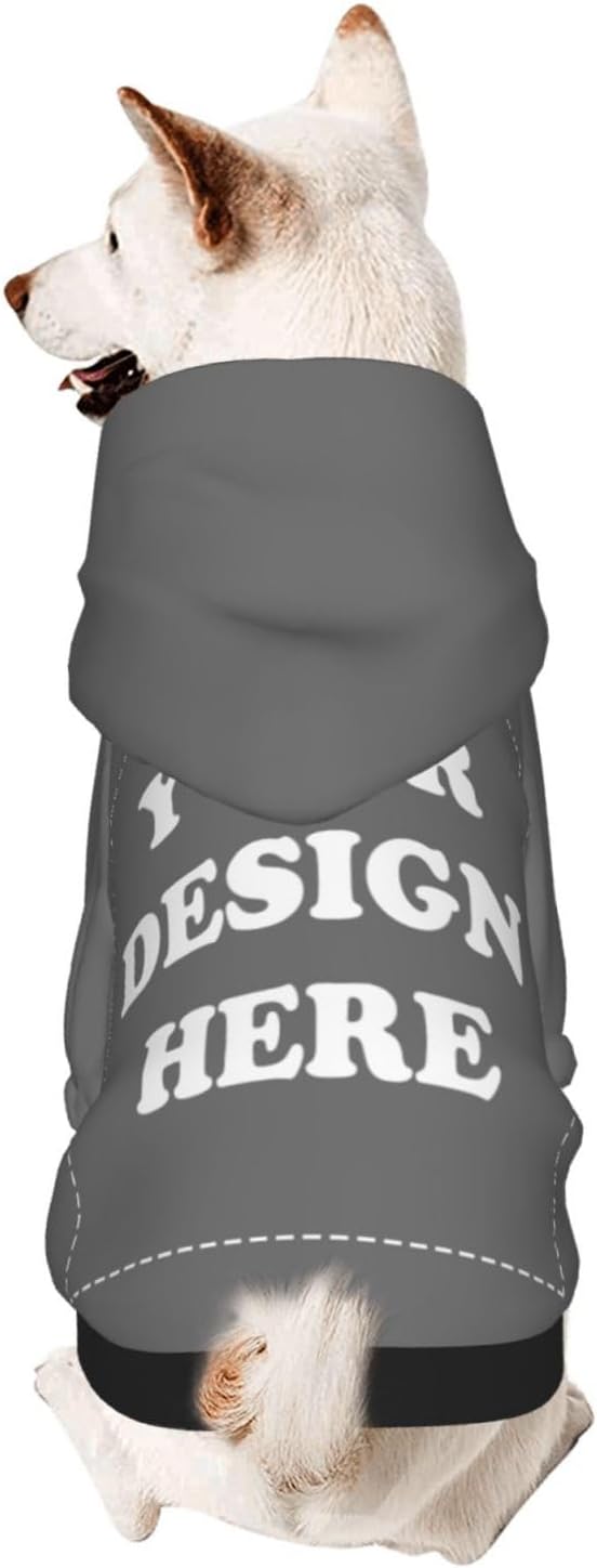 Personalized Dog Hoodie, Custom Dog Costumes for Small Dogs, Holiday Happy Dog Clothes Football Pet Shirt Sweater with Name Number for Girl/Boy Cats/Kitten, Darkgrey, M