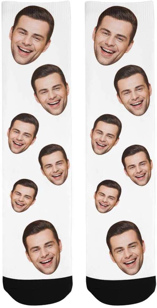 MyPupSocks Custom Personalized Photo Pet Face Socks, Cat and Dog Tracks Paws Bones Crew Socks with Picture for Men Women