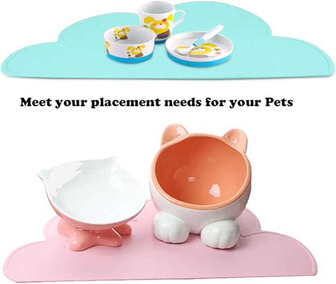 Love Dream Silicone Pet Feeding Food Mat with Raised Edge, Anti-Slip Waterproof Pet Bowl Mat Placemat for Dog and Cat (Royal Blue)