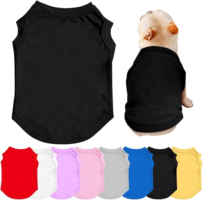 Custom Dog Shirt with Photo Name Logo Personalized Summer Breathable Cloth for Small Medium Large Pet Dogs Puppy Cats, 1 PC Blank Black, 5XL