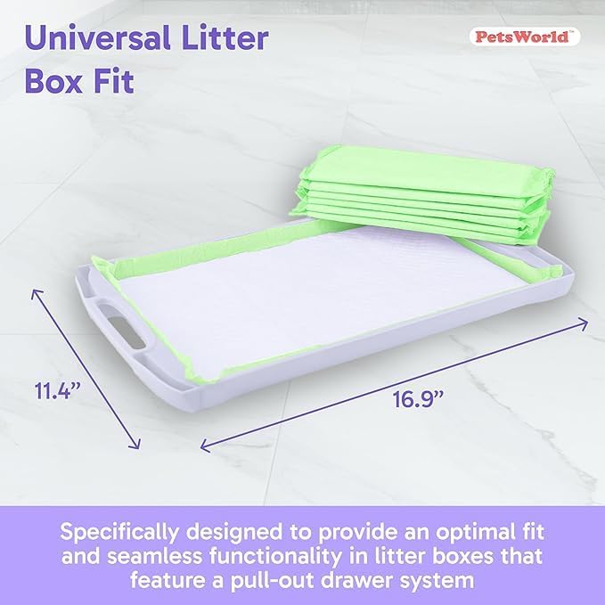 PetsWorld Universal Fit Multi-Cat Pad Refills for Litter Box, Ultra-Absorbent, Odor Control, Pack of 25