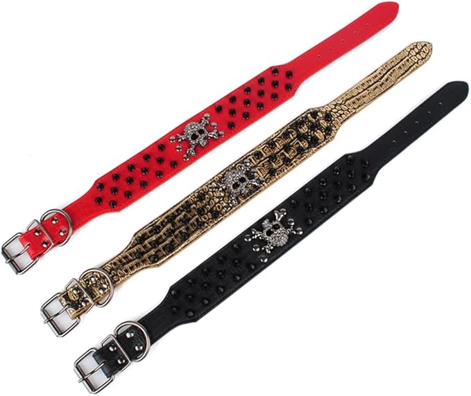 Serijoars Spiked Studded Dog Collar, PU Leather Dog Collar, Adjustable Pet Collars for Medium or Large Breed Pet (M, Pink2)