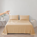 DUJUIKE Waterproof Bed Cover for Dog and Cats,Pet Hair Resistant Bed Sheet Cover, Protective Bed Liner Cover with 100% Waterproof Breathable Thin Fabric (Apricot Yellow, Super King 90 * 118 inch)