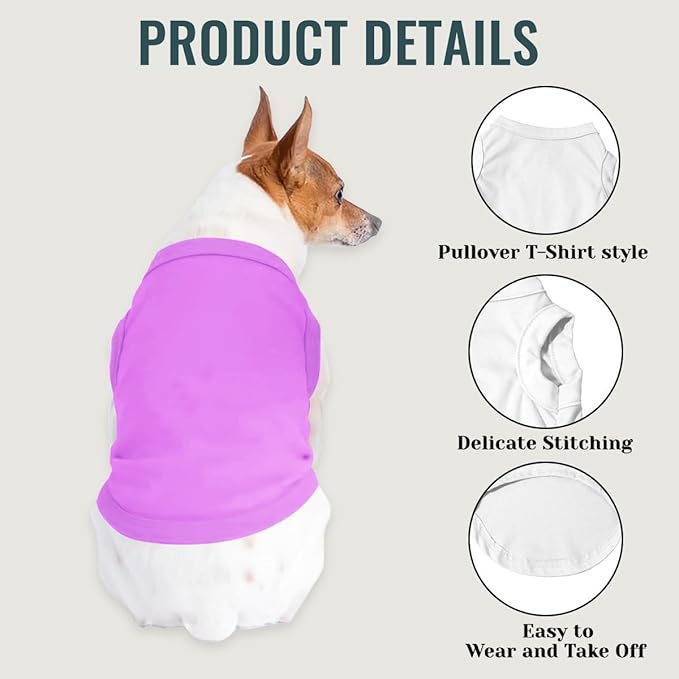 Custom Dog Shirt Pet Clothes Breathable Shirts for Small to Large Dogs Customized Name Logo Photo Puppy Outfits Personalized Sleeveless Vest Pets Apparel Light-Purple, XS