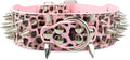 Serijoars Spiked Studded Dog Collar, PU Leather Dog Collar, Adjustable Pet Collars for Medium or Large Breed Pet (L, Leopard5)