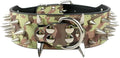 Serijoars Spiked Studded Dog Collar, PU Leather Dog Collar, Adjustable Pet Collars for Medium or Large Breed Pet (XL, Camouflage5)