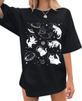 Cat Shirts for Women Oversized Cat Mom Shirt Animal Print Tops Cute Teen Clothes Casual Graphic Tees