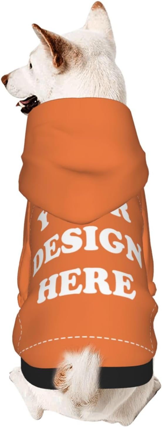 Dog Clothes, Custom Dog Hooded Sweatshirt, Personalized Pet Costume Robe Shirt with Text/Image/Club Name/Pet Shop Logo for Small Medium Large Dogs and Cats, Orange, XXS