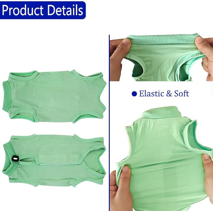 Cat Recovery Suit Cat Onesie for Cats After Surgery Female Male Spay Kitten Neuter Surgical Bodysuit Post Surgery Cone of Shame Alternative Anti Licking(Green, Medium)