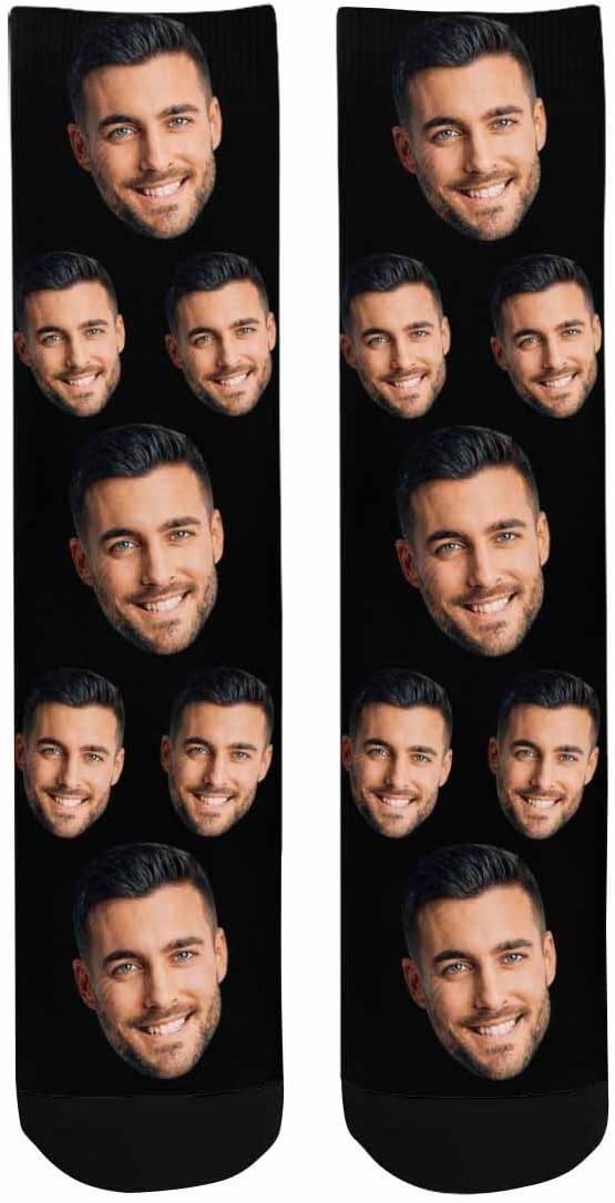 MyPupSocks Custom Personalized Photo Pet Face Socks, Cat and Dog Tracks Paws Bones Crew Socks with Picture for Men Women