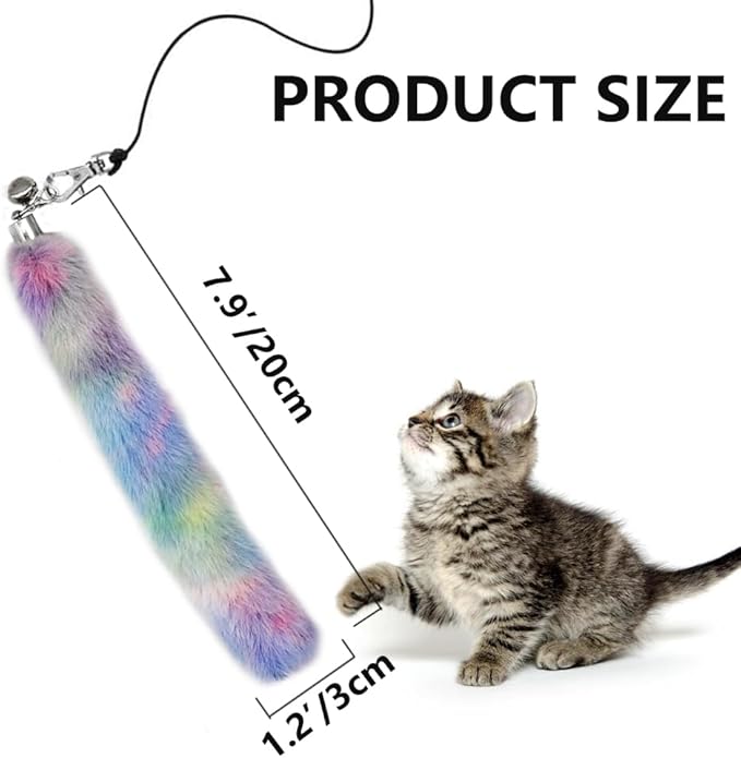 LASOCUHOO Cat Worm Toys, (3 Packs) Interactive Cat Wand Replacement Refill Attachments for Indoor Cats, Fit for Most Cats Random Color