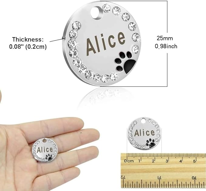 Personalized Dog/Cat Cute Paw Pet ID Tag with Unique Laser Engraving Name and Phone Number for Pet Collar or Key Chain (Black)