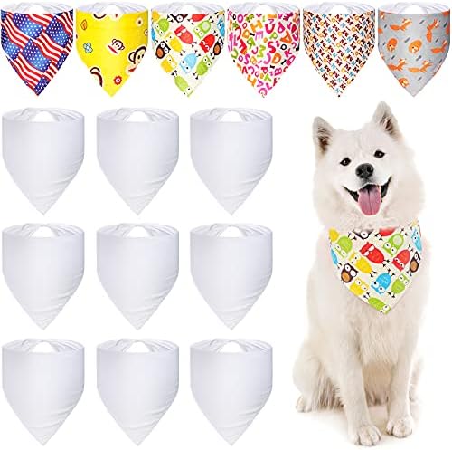 Weewooday 15 Pieces Sublimation Heat Transfer Dog Bandana Triangle Dog Scarf Polyester Pet Bandana DIY Handkerchief Bib for Dogs Puppy