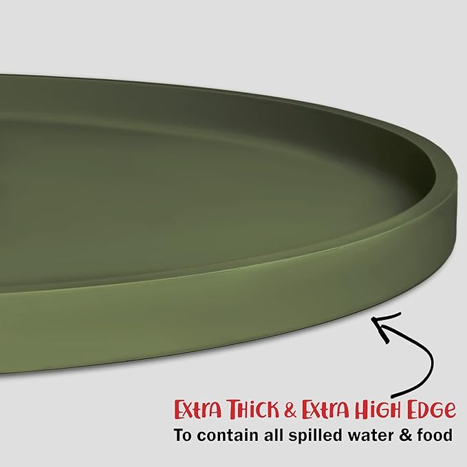 DogBuddy Dog Food Mat - Waterproof Dog Bowl Mat, Silicone Pet Mat for Food and Water Bowls, Nonslip Pet Feeding Mat with Edges, Dogs Food Mats for Floors, Puppy Supplies (XXL: 32" x 19", Khaki Green)