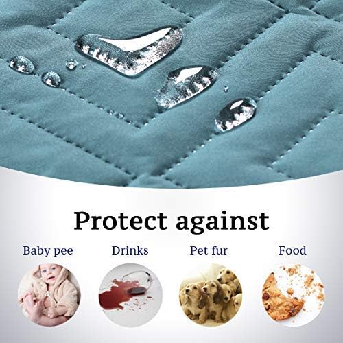 H.VERSAILTEX Reversible Sofa Slipcover Furniture Protector Water Resistant 2" Elastic Straps Sofa Cover Couch Covers Pets Kids Fit Sitting Width Up to 66" (Sofa: 75" x 110", Cameo Blue/Beige)