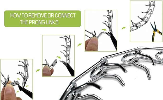 Prong Pinch Collar for Dogs with Quick Release Buckle, Adjustable Training Collar for Small Medium Large Dogs, Helps Prevent Dog from Pulling (3.0mm, Neck Size 19"-21"), Silver