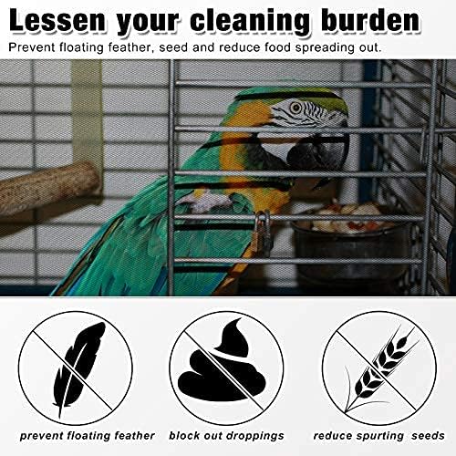 Shappy Large Bird Cage Seed Catcher,Bird Cage Cover Net Skirt Guard,Adjustable Soft Airy Mesh Net for Parrot Parakeet Macaw(78.7 x 15 Inch/ 200 x 37 cm,Black)