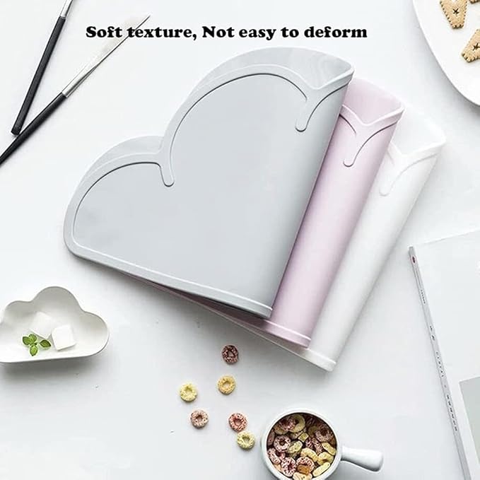 Love Dream Silicone Pet Feeding Food Mat with Raised Edge, Anti-Slip Waterproof Pet Bowl Mat Placemat for Dog and Cat (Pink)