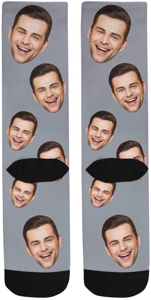 MyPupSocks Custom Personalized Photo Pet Face Socks, Cat and Dog Tracks Paws Bones Crew Socks with Picture for Men Women