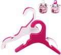 Pet Clothing Hanger, 10PCS Plastic Anti-Skid Dog Puppy Cat Clothes Clothing Rack for Small Animals (Pink, L)
