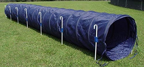 18' Dog Agility Tunnel with Stakes, Multiple Colors Available (Navy)