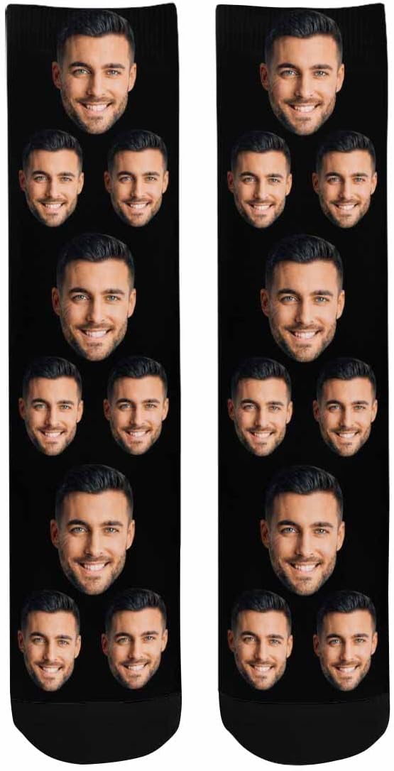 MyPupSocks Custom Personalized Photo Pet Face Socks, Cat and Dog Tracks Paws Bones Crew Socks with Picture for Men Women